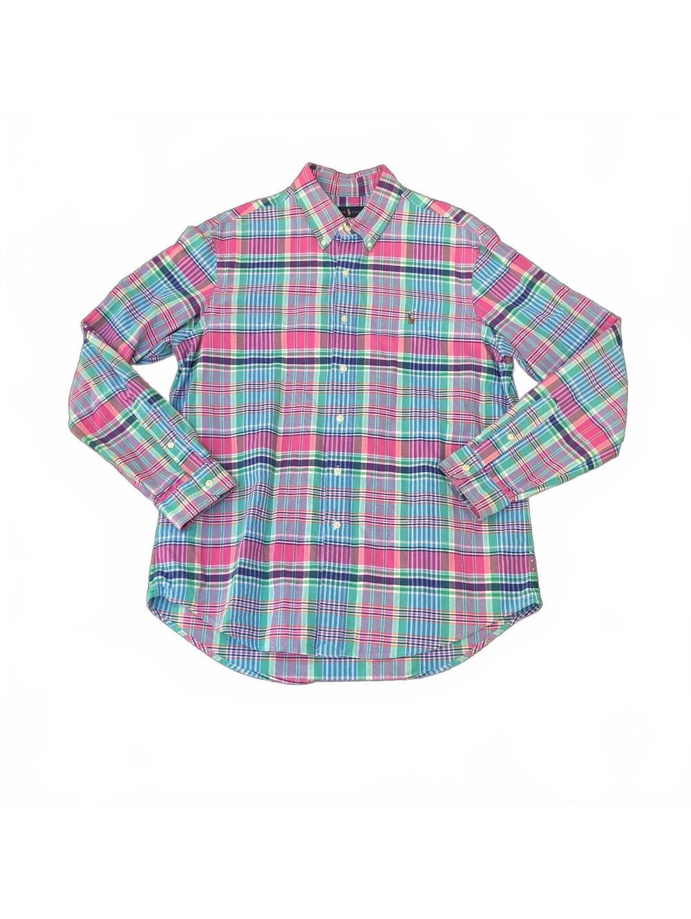 Ralph Lauren Classic Fit Multicolor Plaid Button-Down Shirt Size L